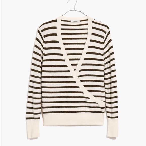 NTW MADEWELL WRAPFRONT SWEATER IN ELTHORNE STRIPE - Picture 3 of 10